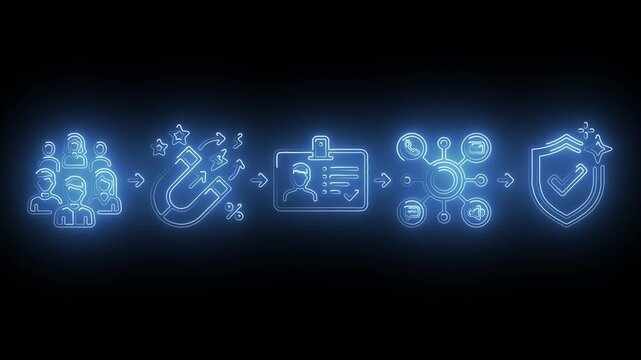 Neon Blue Customer Acquisition Lead Magnet Contact Data Security Motion Graphic