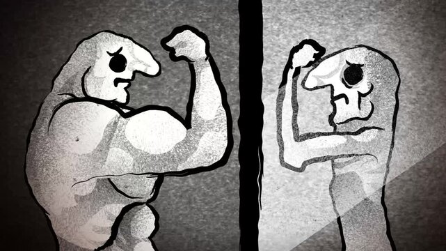 muscular man with muscle dysmorphia seeing a skinny reflection in the mirror
