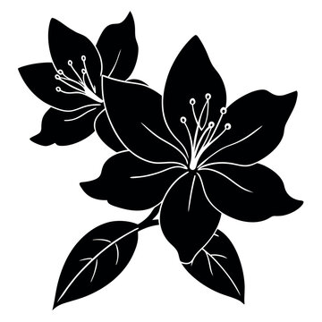 Black azalea icon set vector silhouette design 