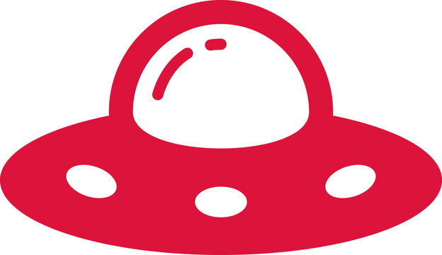 Crimson UFO Flying Saucer Alien Spaceship Icon Isolated on Transparent Background PNG Vector