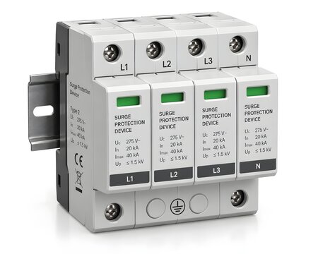 Three Phase Surge Protection Device Isolated on White Background