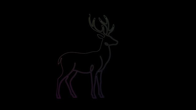 Glowing Digital Stag Silhouette Appearing in Abstract Dark Environment Illustration