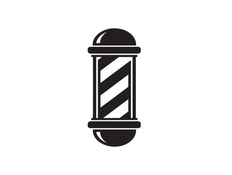 Barber pole icon silhouette for hair salon and grooming shop branding vector design