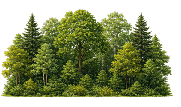 PNG Lush green forest with diverse trees and foliage.