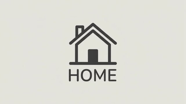 minimalist black outline icon of a house placed centrally against a plain solid light grey background representing residential property real estate or a symbol for home navigation