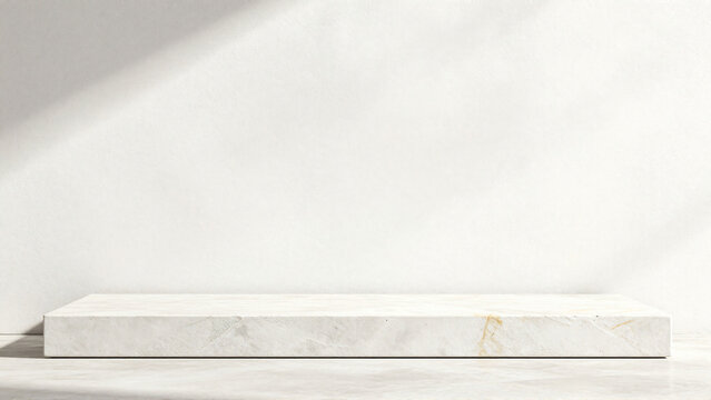 Elegant white marble display stand with soft shadows