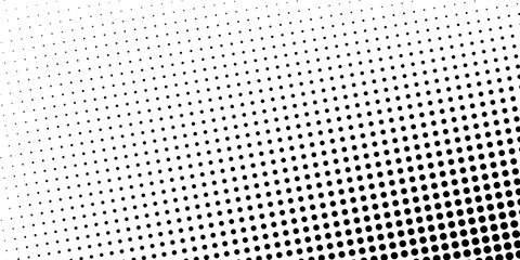 Obraz premium Black-white gradient halftone dots background. Pop art in vector illustration for your creative design