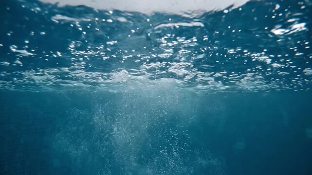 Underwater Ocean View with Beams of Sunlight Shining Through