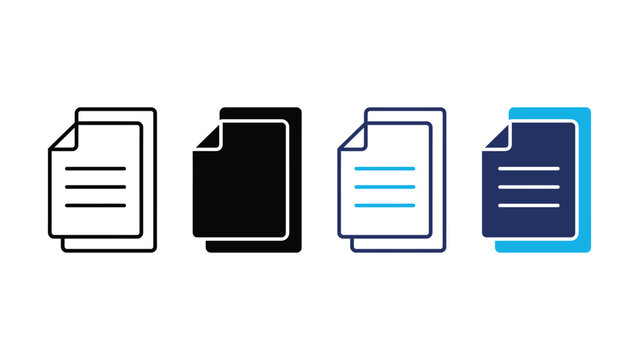 Document file icon with stacked sheets for business records, office documents and digital file management. Document icon. Vector illustration isolated on transparent png