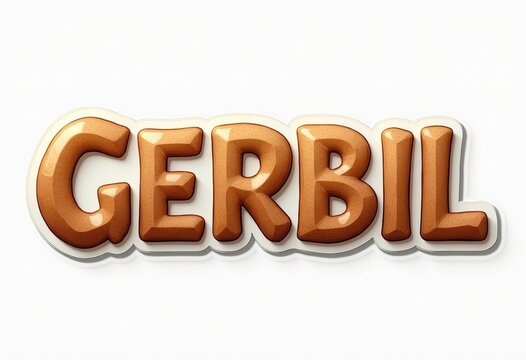 3D Text Illustration of the Name "Gerbil" in Brown Color on White Background