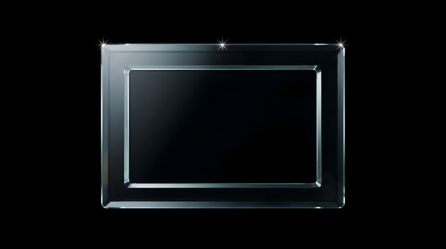 Glossy black glass frame and reflective abstract shape 47
