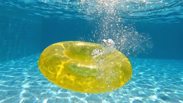 Fresh Lemon Slice Dropping into Water with Splashes