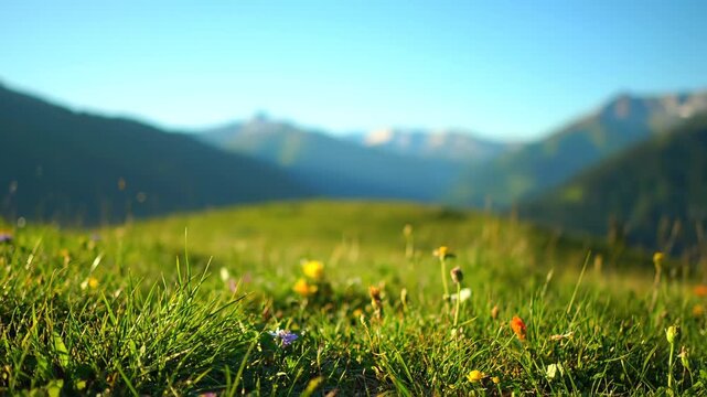 Mountain grassland wildflower vistas, alpine grassland scenery
