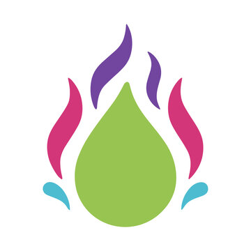 Abstract colorful flame and water drop logo