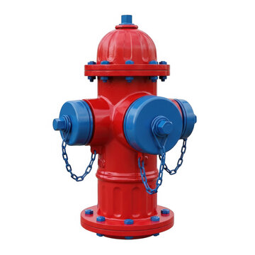Red fire hydrant on sidewalk with bolts