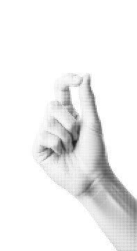 Abstract black halftone dot pattern gradient texture shape with varying circle sizes for modern graphic design isolated on transparent background, illustration