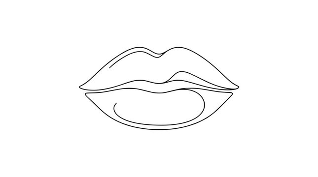 Minimalist line art drawing of human lips