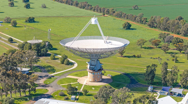 The Parkes radio telescope  in the central west of New South Wales, Australia.