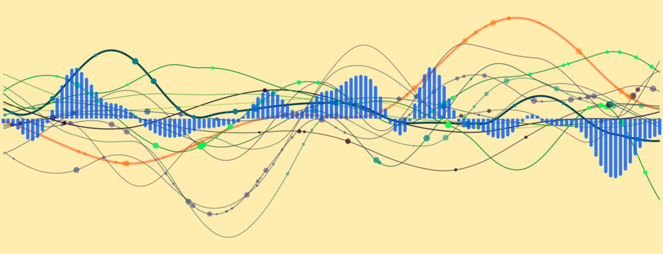 Abstract financial dashboard with colorful analytics visualization
