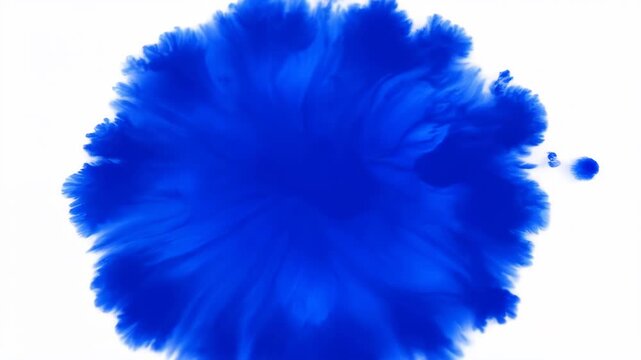 Close-up of blue liquid dripping, dynamic effect of blue ink diffusion