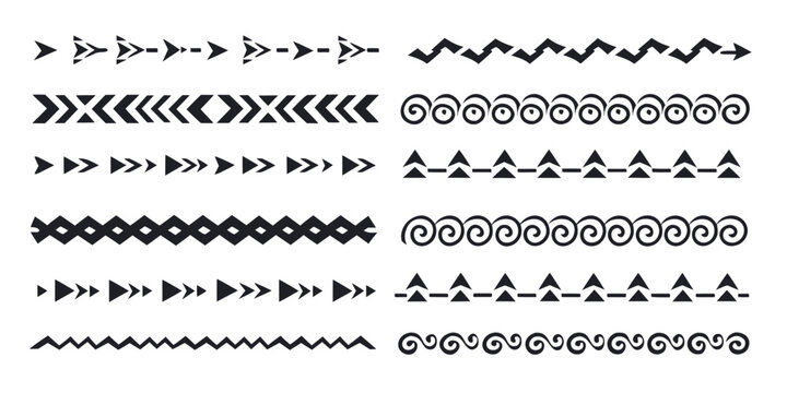 Black and white geometric tribal borders arranged in horizontal rows