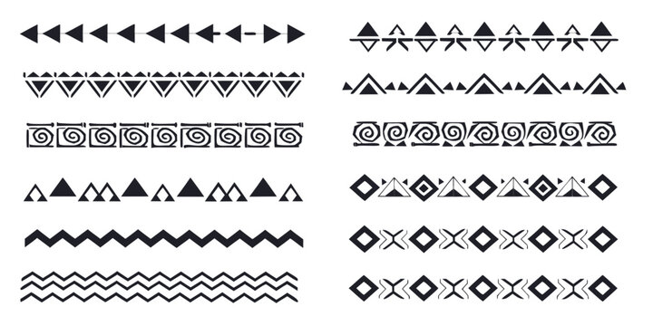 Black and white geometric patterns create a set of tribal borders