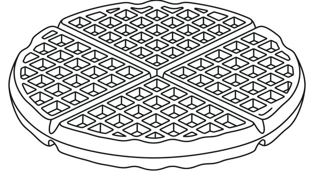 Detailed circular waffle vector illustration featuring clean black outlines for professional graphic design and print projects