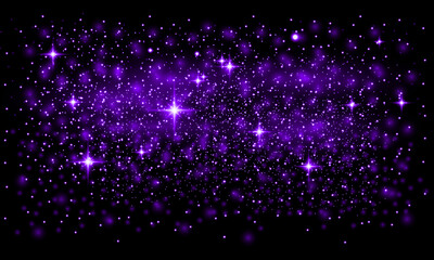Obraz premium Abstract dark purple background featuring glowing light particles and a beautiful magical sparkle effect for creative design projects