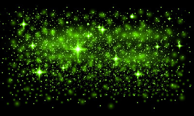 Abstract background featuring a vibrant green sparkle effect with glowing light particles on a dark backdrop © Creative_Rasma