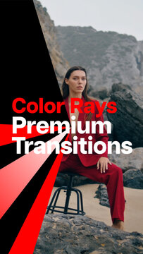 Premium Transitions Color Rays 8 Variations VERTICAL &ndash; Colorful Light Ray Transitions, Radiant Beams, Glow Wipes and Vibrant Motion Effects for Professional Video Editing and Motion Graphics