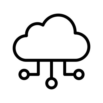 Cloud computing network icon with connected nodes isolated on a white background