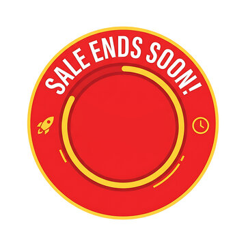 Sale ends soon countdown timer badge with rocket icon for e-commerce marketing promotions.