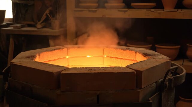 The high-temperature furnace for firing pottery, the moment the ancient pottery kiln opens