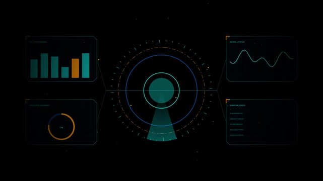Digital searching system animation. Rader searching security concept animation. signal waves, searching icon. Rader searching black background and various collar animation 4k icon.