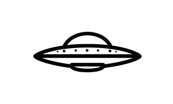 Ufo spaceship alien saucer hand drawn icon isolated on a transparent background for sci-fi design and cosmic themes