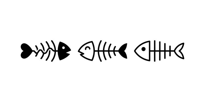 Black Fish Skeleton Marine Illustration Collection