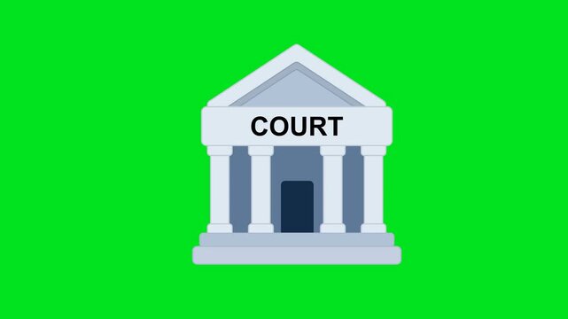 Court Courthouse Icon Animation with Green Background. Full HD. 4K