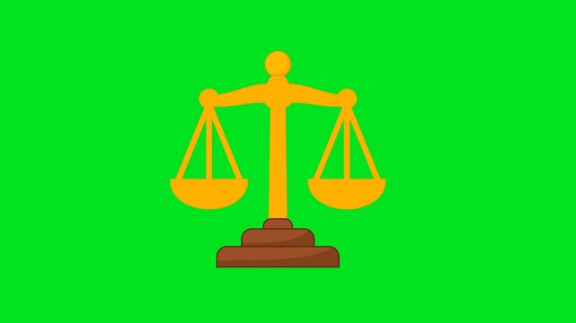 Scales of Justice Icon Animation with Green Background. Full HD. 4K