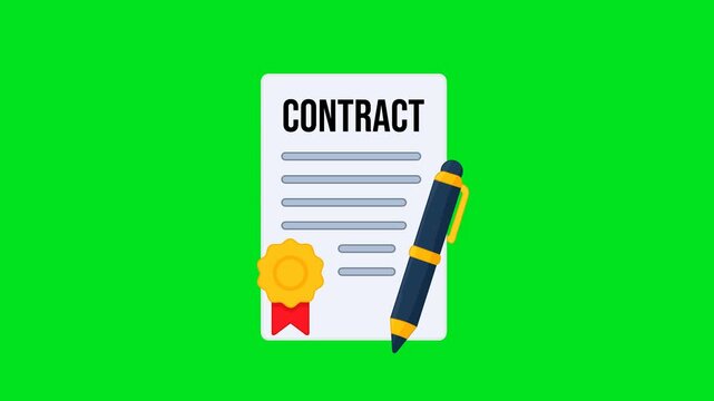 Legal Contract Icon Animation with Green Background. Full HD. 4K