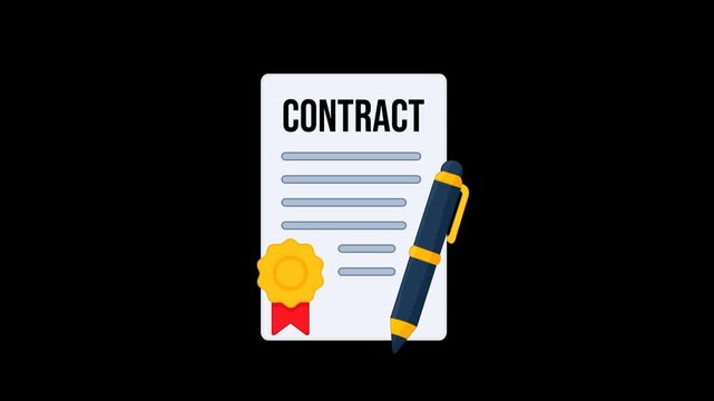 Legal Contract Icon Animation with transparent background. Full HD. 4K