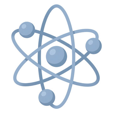 atom science icon vector illustration of atomic structure with orbiting electrons and nucleus in light blue color flat design style isolated for education and physics research concept graphic element