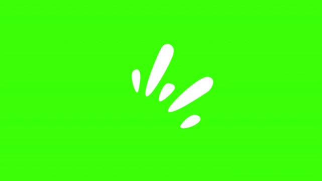 White burst rays explosion cartoon splash motion animated effect isolated on green screen