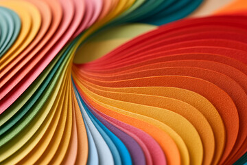 Naklejka premium Colorful paper layers swirl together in a vibrant design showcasing various hues and textures