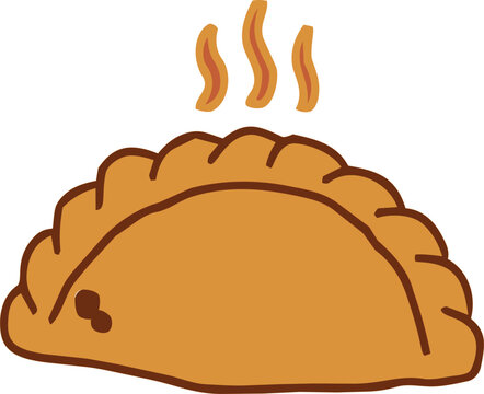 Minimalist White Background with Hand Drawn Chilean Empanada Illustration for Chile Independence Day