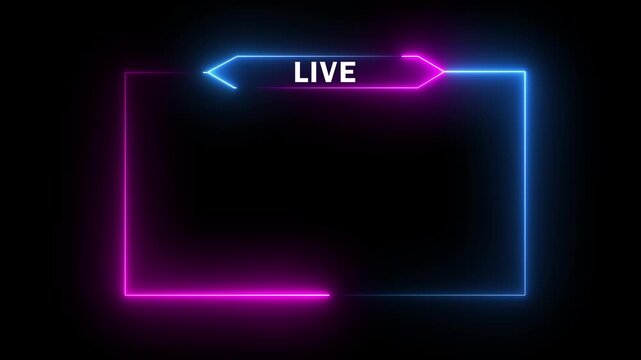 streaming icon animation with black background Animated red button streaming broadcast with alpha channel Glowing neon live.4k Animation video.
