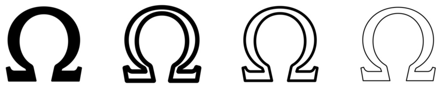 Omega symbol mixed style icon set for design