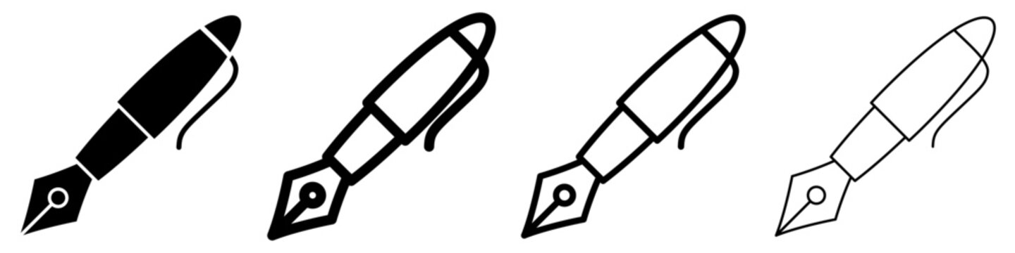 Fountain pen solid glyph icon for writing and education