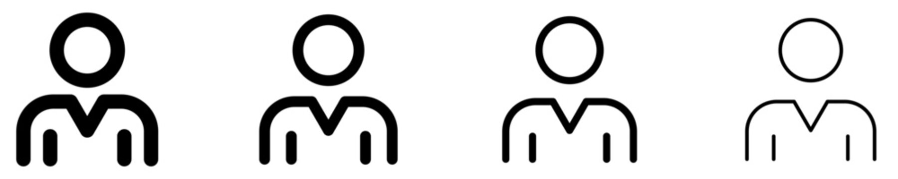 User profile flat icon set with varying stroke weights