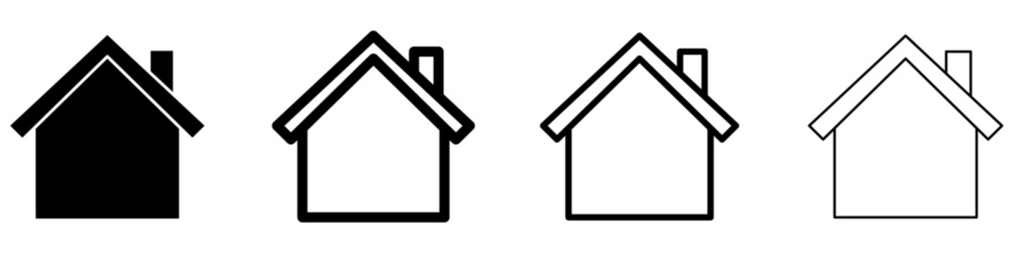 Home house flat icon set for web design