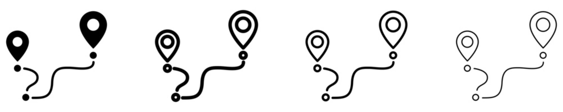 Map route mixed icon with location pins